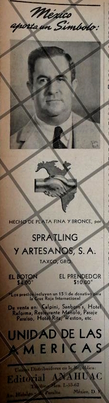 CARTEL RETRO AVILA CAMACHO Y EL BROCHE PATRIOTICO 1942
