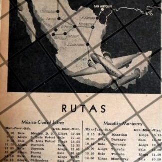 CARTEL ANIGUO AEROLINEAS. LINEAS AEREAS MINERAS 1942 LAMSA
