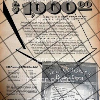 CARTEL PUBLICITARIO RETRO LLEGA LA REVISTA SELECCIONES 1942