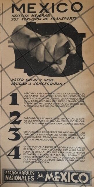 CARTEL ANTIGUO FERROCARRILES NACIONALES 1942 34