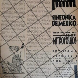 AFICHE RETRO ORQUESTA SINFONICA Y DIMITRI MITROPOULOS 1942