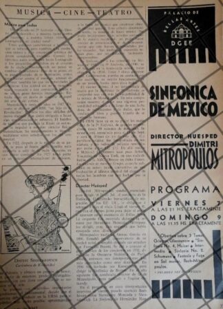 AFICHE RETRO ORQUESTA SINFONICA Y DIMITRI MITROPOULOS 1942