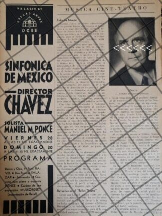 AFICHE RETRO ORQUESTA SINFONICA Y MUERTE DE MICHAEL FOKINE 1942