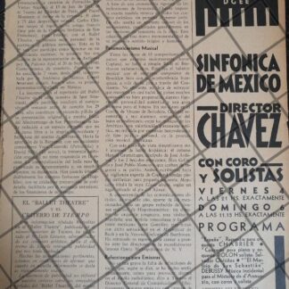 AFICHE RETRO ORQUESTA SINFONICA Y ORQUESTA CHABRIER 1942