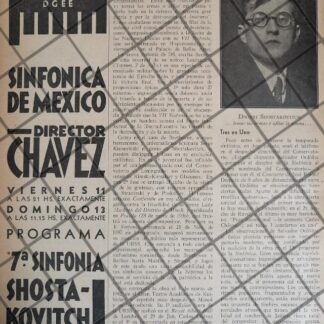AFICHE RETRO ORQUESTA SINFONICA Y DMITRI SHOSTAKOVITH 1942