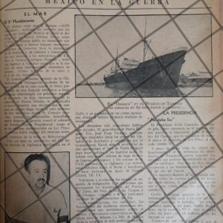 AFICHE RETRO NAZIS HUNDEN BUQUE MEXICANO "EL OAXACA"