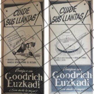 2 CARTELES RETRO LLANTAS GOODRICH DIBUJO DE BISMARCK MIER