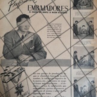 CARTEL PUBLICITARIO RETRO CIGARROS EMBAJADORES 1942 -302