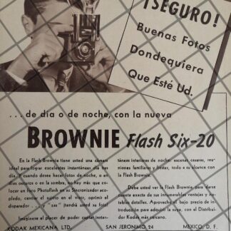 CARTEL PUBLICITARIO RETRO CAMARAS KODAK BROWNIE FLASH SIX 20
