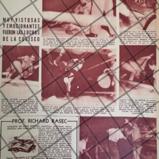 AFICHE RETRO FUNCION DE LUCHA LIBRE ARENA COLISEO 1954