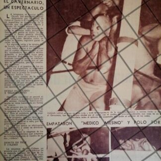 AFICHE RETRO LUCHADOR CAVERNARIO GALINDO VS EL SANTO 1954