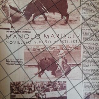 AFICHE ANTIGUO EL TORERO JOAQUIN MARQUES EN MEXICO 1954 2