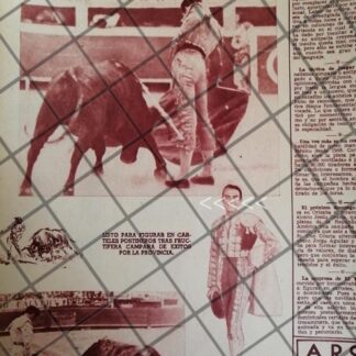 AFICHE ANTIGUO TORERO MARIO LOPEZ 1954 /RARO