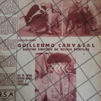 AFICHE ANTIGUO INICIOS DEL TORERO GUILLERMO CARVAJAL JR. 1953 2