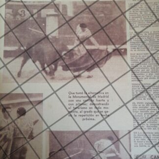 AFICHE ANTIGUO TORERO NACHO TREVIÑO TOMA ALTERNATIVA