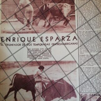 AFICHE ANTIGUO INICIOS DEL TORERO ENRIQUE ESPARZA. 1953