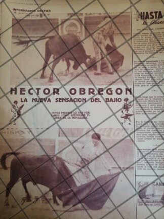 AFICHE ANTIGUO INICIOS DEL TORERO HECTOR OBREGON V. 1953