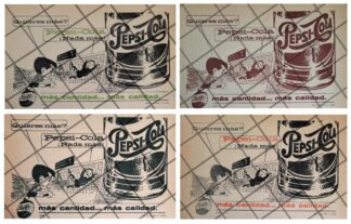 4 AFICHES PUBLICITARIOS PEPSI 1963 4 VARIACIONES DISTINTAS