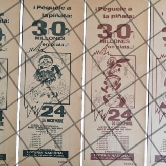 4 AFICHES PUBLICITARIOS LOTERIA NACIONAL 1965 LA PIÑATA