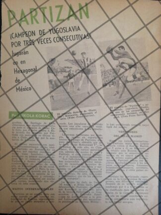 AFICHE RETRO EL CLUB DE FUTBOL PARTIZAN EN MEXICO 1963