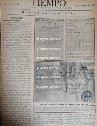 AFICHE RETRO. QUINTA COLUMNA DE U.S.A EN MEXICO 1942