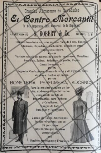 CARTEL ANTIGUO TIENDA EL CENTRO MERCANTIL 1907 -27