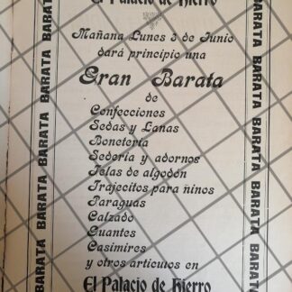 CARTEL PUBLICITARIO ANTIGUO EL PALACIO DE HIERRO 1907 -77