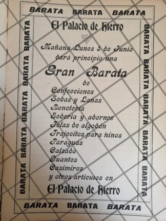 CARTEL PUBLICITARIO ANTIGUO EL PALACIO DE HIERRO 1907 -77