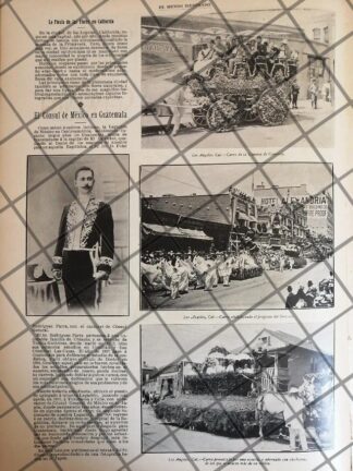 AFICHE ANTIGUO DESFILE FLORAL EN LOS ANGELES CAL 1907 ETC