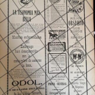 CARTEL ANTIGUO DROGUERIA JOSE UIHLEIN / SINGER Y MAS 1907