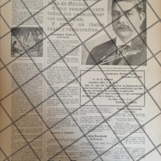 CARTEL ANTIGUO TONICO LA PERUNA Y MANUEL ALARCON 1907