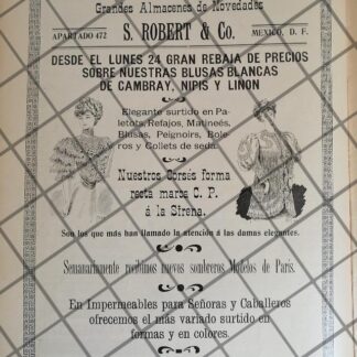 CARTEL ANTIGUO TIENDA EL CENTRO MERCANTIL 1907 -29