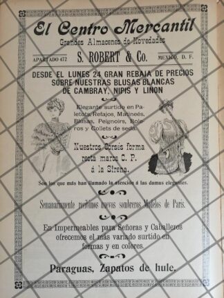 CARTEL ANTIGUO TIENDA EL CENTRO MERCANTIL 1907 -29