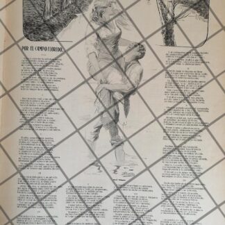 AFICHE ANTIGUO POEMA CON DIBUJOS DE CARLOS ALCALDE 1907