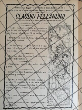 CARTEL ANTIGUO TIENDA LA CASA CLAUDIO PELLANDINI 1910 -33