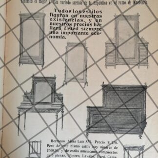 CARTEL ANTIGUO EL PALACIO DE HIERRO MUEBLES 1907 -81