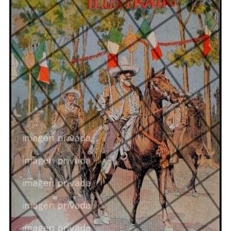 PORTADA ANTIGUA 1907 DESFILE CHARROS A CABALLO Y BANDERAS RARAS