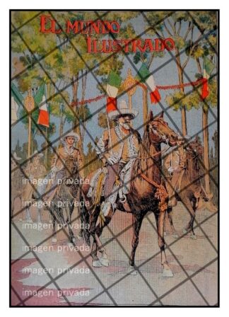 PORTADA ANTIGUA 1907 DESFILE CHARROS A CABALLO Y BANDERAS RARAS