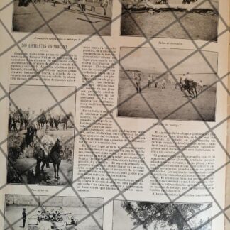 AFICHE ANTIGUO CADETES EN EJERICIOS MILITARES CABALLERIA 1907