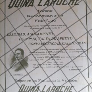 CARTEL ANTIGUO QUINA LA ROCHE Y FEDOR CHALIAPIN 1910