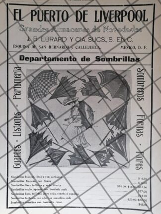 CARTEL ANTIGUO TIENDA EL PUERTO DE LIVERPOOL 1910 -46