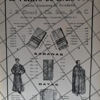 CARTEL ANTIGUO TIENDA EL PUERTO DE LIVERPOOL 1910 -48
