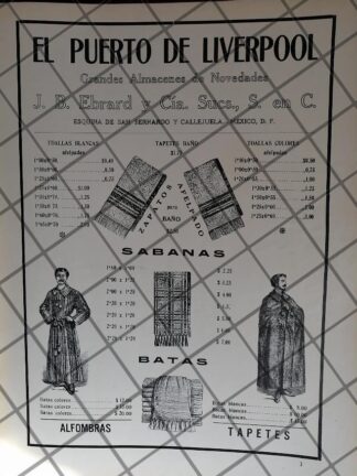 CARTEL ANTIGUO TIENDA EL PUERTO DE LIVERPOOL 1910 -48