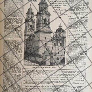 CARTEL ANTIGUO PERUNA Y CATEDRAL DE MORELIA 1910