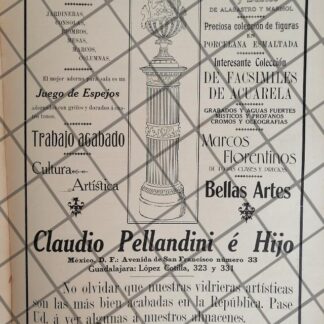 CARTEL ANTIGUO TIENDA CLAUDIO PELLANDINI 1910 -28