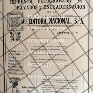 CARTEL ANTIGUO IMPRENTA CIA EDITORA NACIONAL S.A 1910 RARO