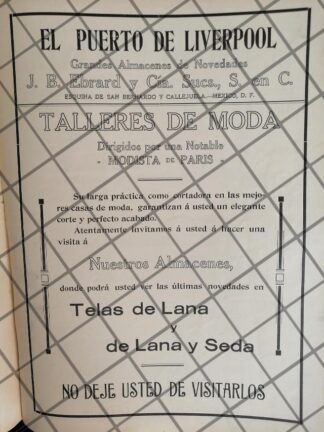 CARTEL ANTIGUO TIENDA EL PUERTO DE LIVERPOOL 1910 -53