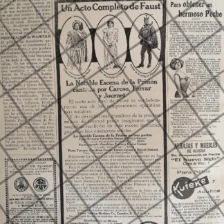 CARTEL ANTIGUO GRAMOFONO VICTROLA Y ENRICO CARUSO 1910