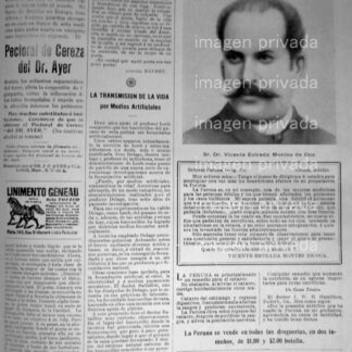 CARTEL PUBLICITARIO ANTIGUO Y VICENTE ESTRADA MONTES 1910