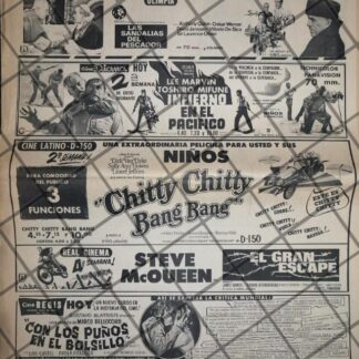 CARTELERA DE CINE RETRO CHITTY CHITTY BAN BANG Y MAS JUL 1969